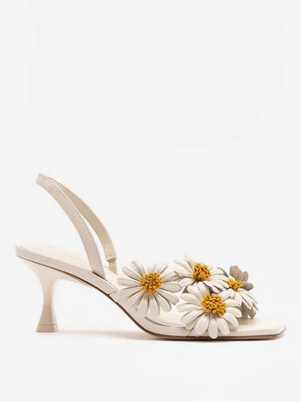 Larroude Fiore Daisy Slingback Sandal Heels in White